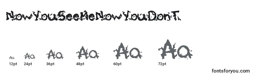 NowYouSeeMeNowYouDonT Font Sizes