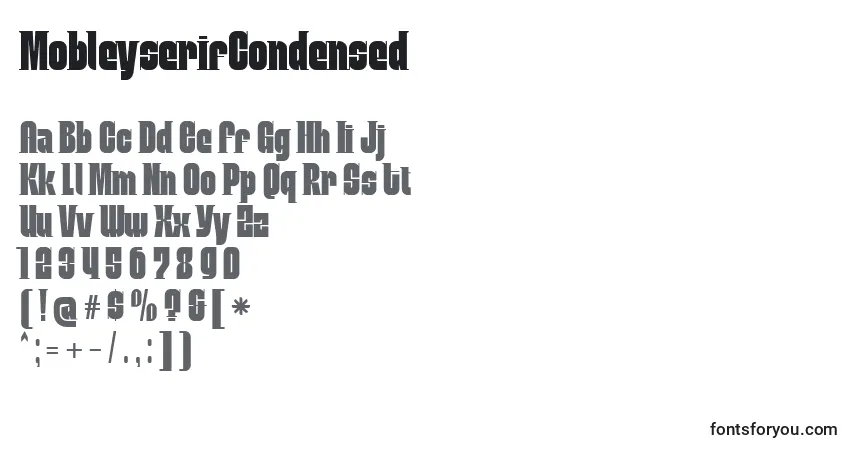 A fonte MobleyserifCondensed – alfabeto, números, caracteres especiais