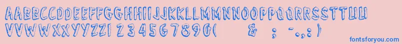 フォントWonderofyosemite – ピンクの背景に青い文字