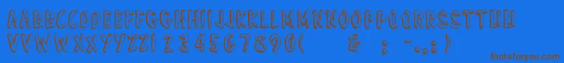 フォントWonderofyosemite – 茶色の文字が青い背景にあります。