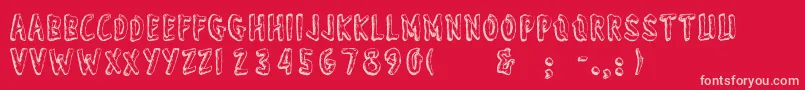 フォントWonderofyosemite – 赤い背景にピンクのフォント