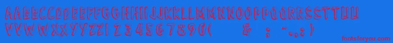 フォントWonderofyosemite – 赤い文字の青い背景