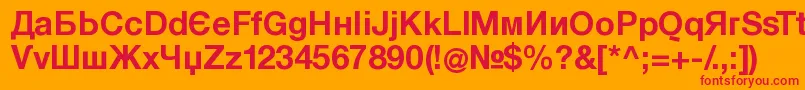 KyrillasansserifBold Font – Red Fonts on Orange Background