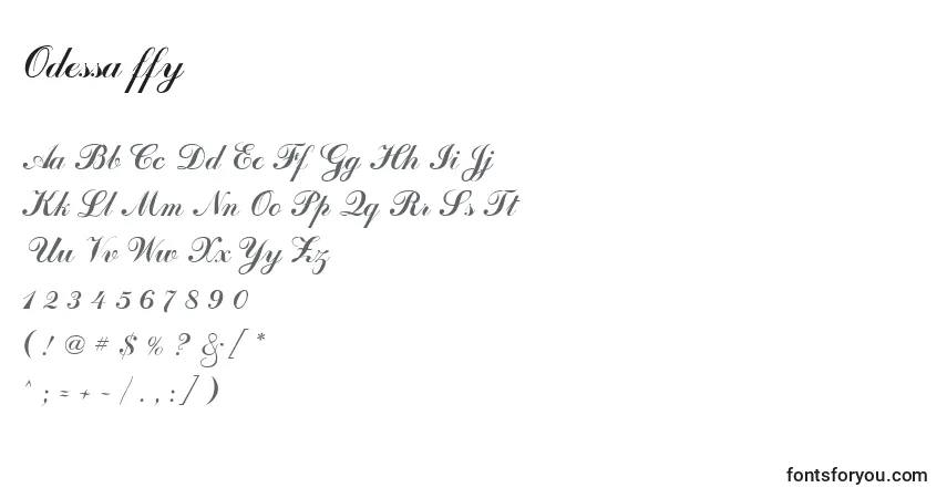 Schriftart Odessa ffy – Alphabet, Zahlen, spezielle Symbole