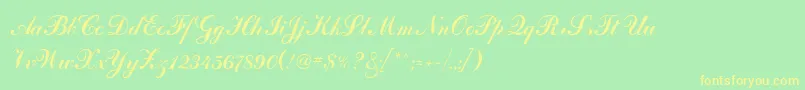 フォントOdessa ffy – 黄色の文字が緑の背景にあります