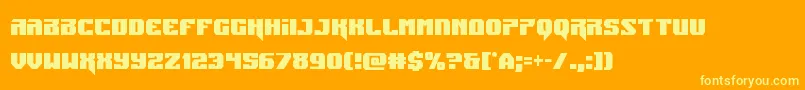 Jumperscond-Schriftart – Gelbe Schriften auf orangefarbenem Hintergrund