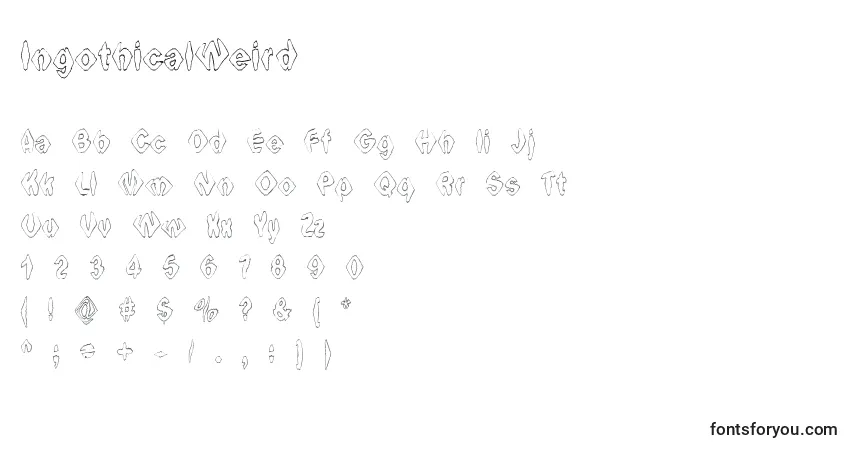 Schriftart IngothicalWeird – Alphabet, Zahlen, spezielle Symbole