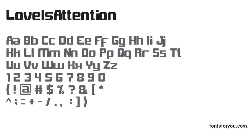 Fuente LoveIsAttention - alfabeto, números, caracteres especiales