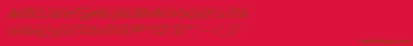 Fonte SfFoxboroScriptItalic – fontes marrons em um fundo vermelho