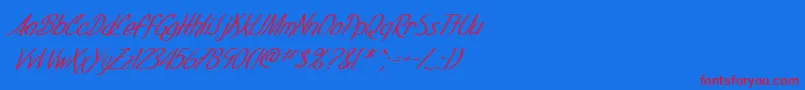 SfFoxboroScriptItalic-Schriftart – Rote Schriften auf blauem Hintergrund