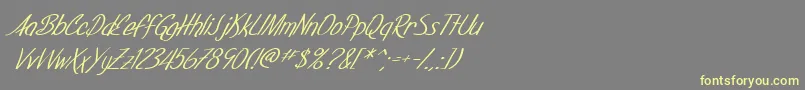 SfFoxboroScriptItalic-Schriftart – Gelbe Schriften auf grauem Hintergrund