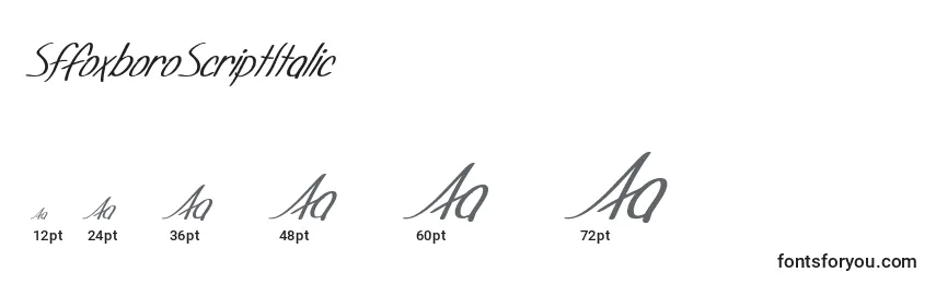 Размеры шрифта SfFoxboroScriptItalic