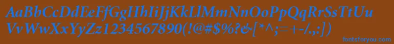MinionCyrillicBoldItalic Font – Blue Fonts on Brown Background