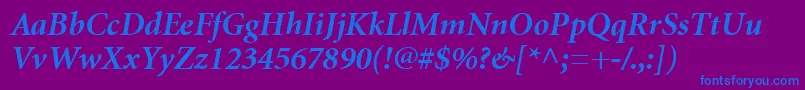 MinionCyrillicBoldItalic Font – Blue Fonts on Purple Background