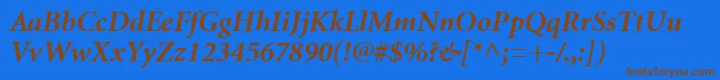 MinionCyrillicBoldItalic Font – Brown Fonts on Blue Background