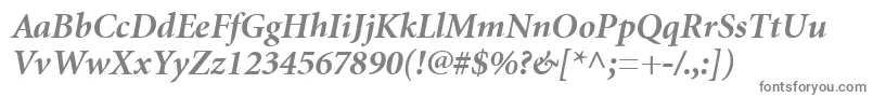 MinionCyrillicBoldItalic-fontti – harmaat kirjasimet valkoisella taustalla
