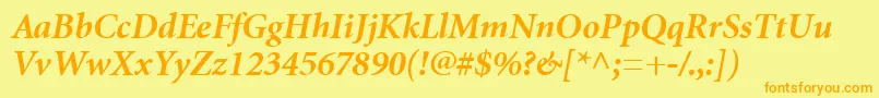 MinionCyrillicBoldItalic Font – Orange Fonts on Yellow Background