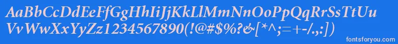 MinionCyrillicBoldItalic Font – Pink Fonts on Blue Background