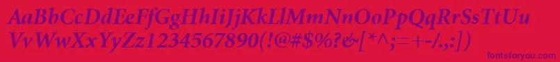 MinionCyrillicBoldItalic-Schriftart – Violette Schriften auf rotem Hintergrund