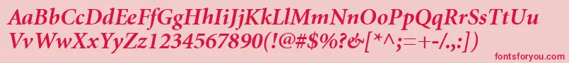 MinionCyrillicBoldItalic Font – Red Fonts on Pink Background