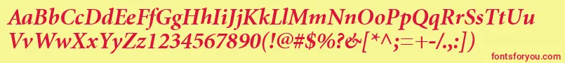 MinionCyrillicBoldItalic Font – Red Fonts on Yellow Background