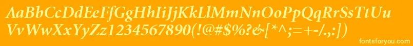 MinionCyrillicBoldItalic Font – Yellow Fonts on Orange Background