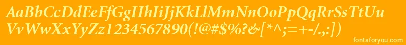 MinionCyrillicBoldItalic-Schriftart – Gelbe Schriften auf orangefarbenem Hintergrund