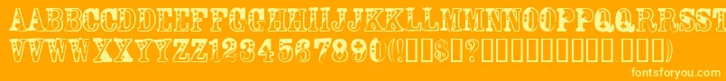 DamaBubeyNormal-Schriftart – Gelbe Schriften auf orangefarbenem Hintergrund