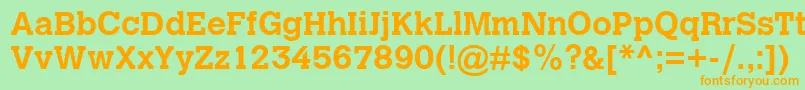 CalvertMtBold-Schriftart – Orangefarbene Schriften auf grünem Hintergrund