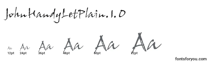 Размеры шрифта JohnHandyLetPlain.1.0