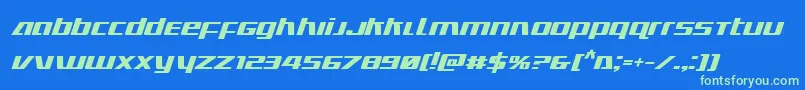 Ultramarinesboldital Font – Green Fonts on Blue Background