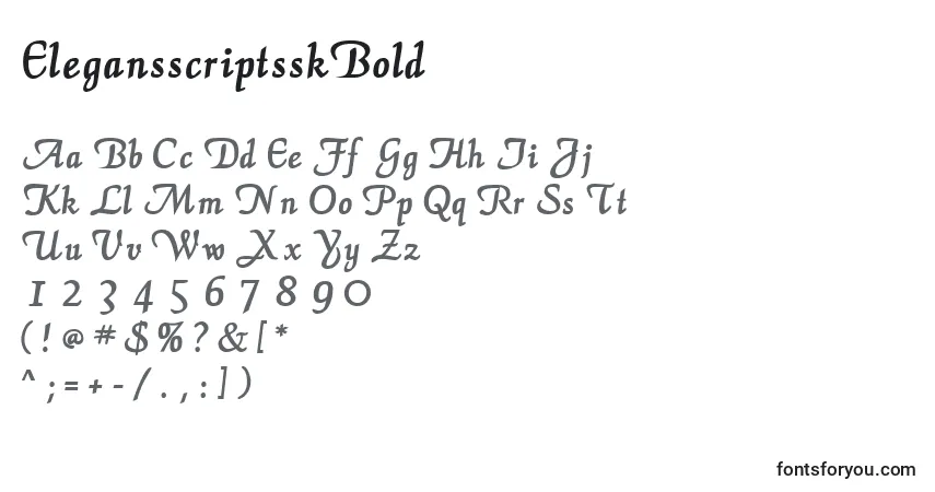 A fonte ElegansscriptsskBold – alfabeto, números, caracteres especiais
