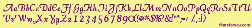 ElegansscriptsskBold Font – Purple Fonts on Yellow Background