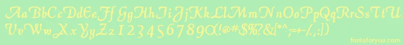 ElegansscriptsskBold Font – Yellow Fonts on Green Background