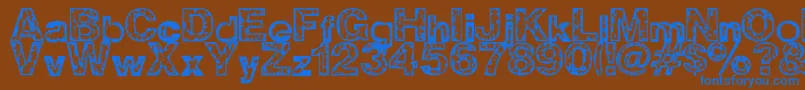 ZWisdom-Schriftart – Blaue Schriften auf braunem Hintergrund