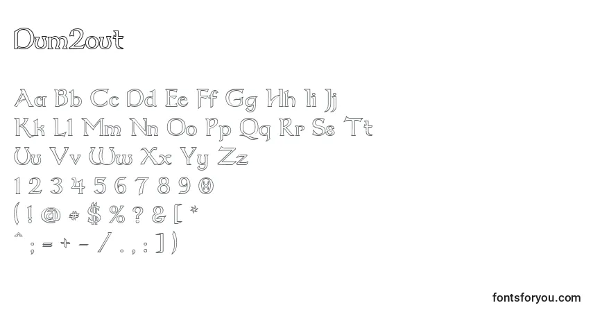 Czcionka Dum2out – alfabet, cyfry, specjalne znaki