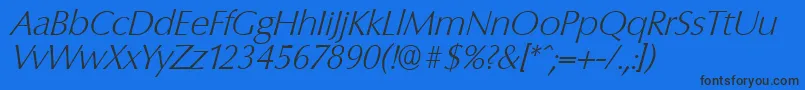 ColumbiaserialXlightItalic Font – Black Fonts on Blue Background