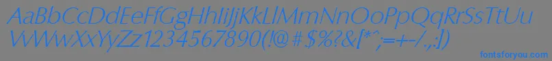 ColumbiaserialXlightItalic-Schriftart – Blaue Schriften auf grauem Hintergrund