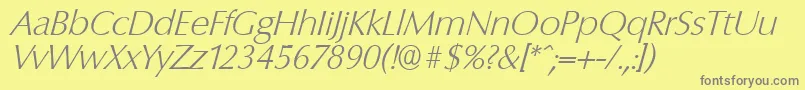 ColumbiaserialXlightItalic Font – Gray Fonts on Yellow Background