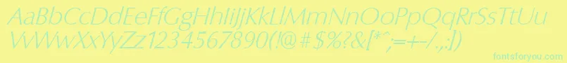 ColumbiaserialXlightItalic Font – Green Fonts on Yellow Background