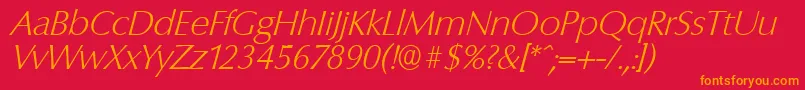 ColumbiaserialXlightItalic Font – Orange Fonts on Red Background