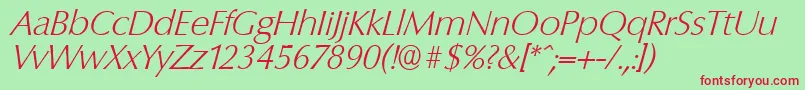 ColumbiaserialXlightItalic Font – Red Fonts on Green Background