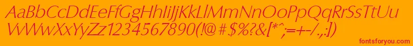 ColumbiaserialXlightItalic Font – Red Fonts on Orange Background