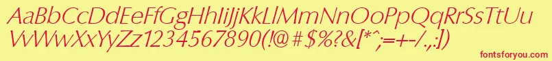 ColumbiaserialXlightItalic Font – Red Fonts on Yellow Background