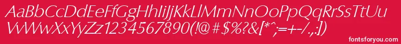 ColumbiaserialXlightItalic Font – White Fonts on Red Background