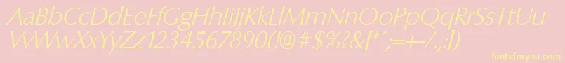 ColumbiaserialXlightItalic Font – Yellow Fonts on Pink Background