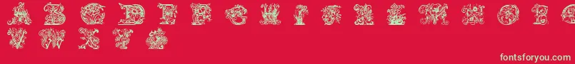LimeBlossomCaps Font – Green Fonts on Red Background