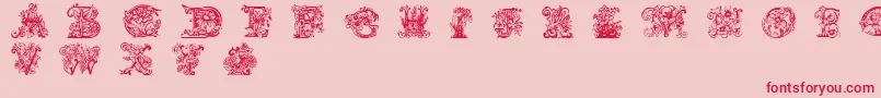 Fonte LimeBlossomCaps – fontes vermelhas em um fundo rosa