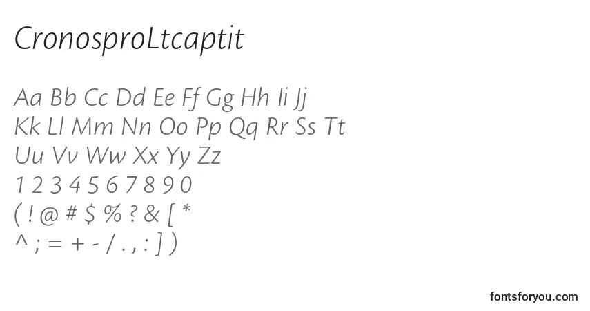 A fonte CronosproLtcaptit – alfabeto, números, caracteres especiais