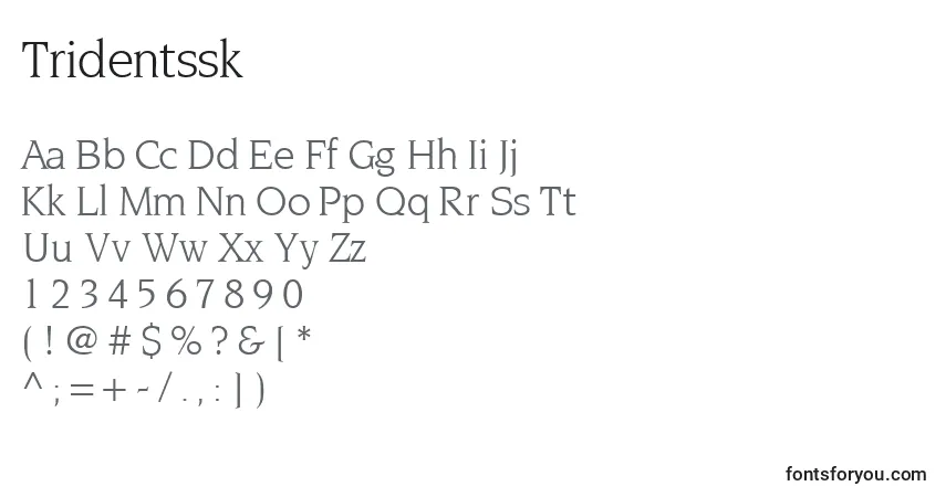 Schriftart Tridentssk – Alphabet, Zahlen, spezielle Symbole